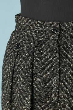 Pantalón chiné blanco y negro con estampado chevron UNGARO Parallèle