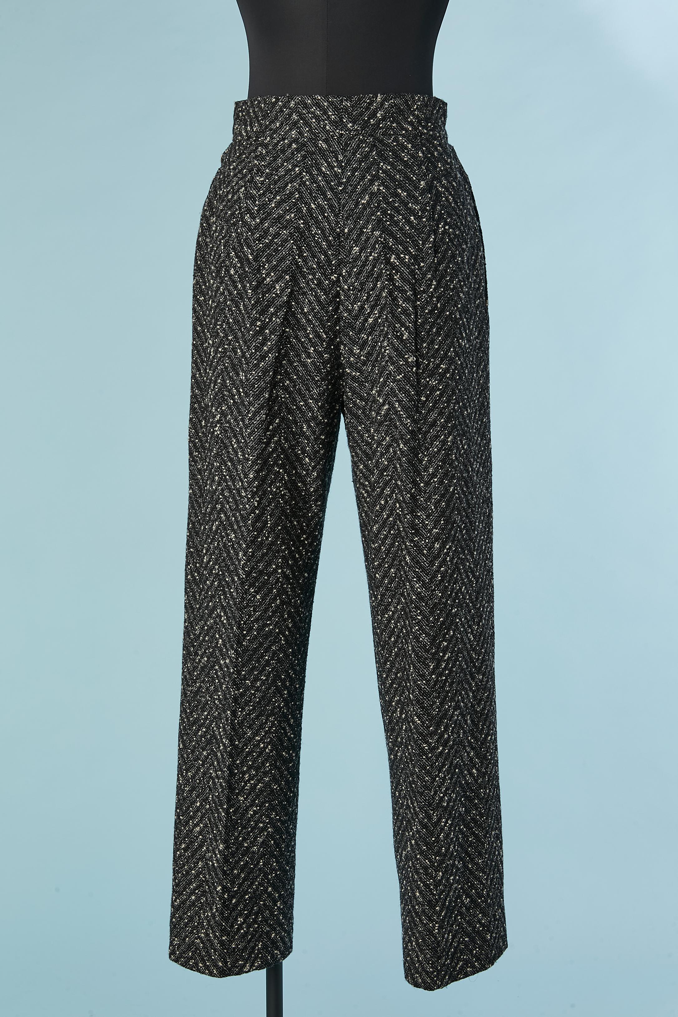 Pantalone chiné bianco e nero con motivo chevron UNGARO Parallèle In condizioni ottime in vendita a Saint-Ouen-Sur-Seine, FR