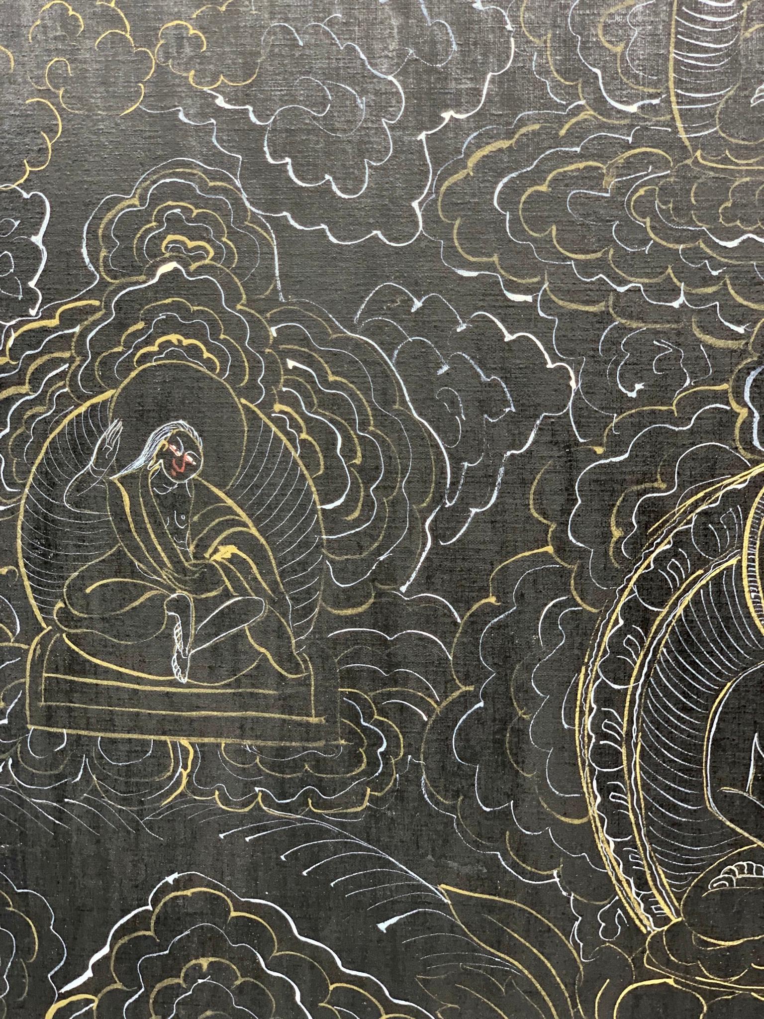 Black and White Chinese Mandala with Scenes of Buddha 1