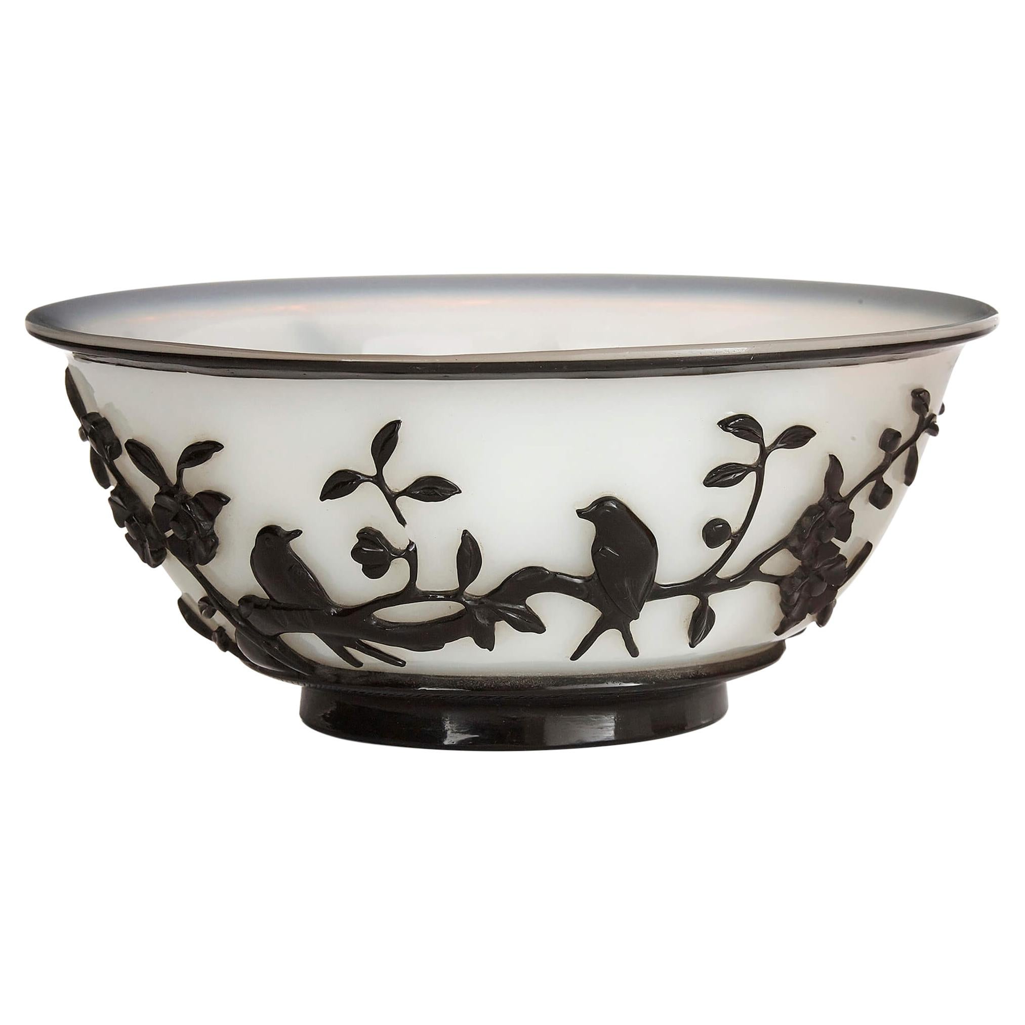 Black and White Chinese Peking Glass Bowl