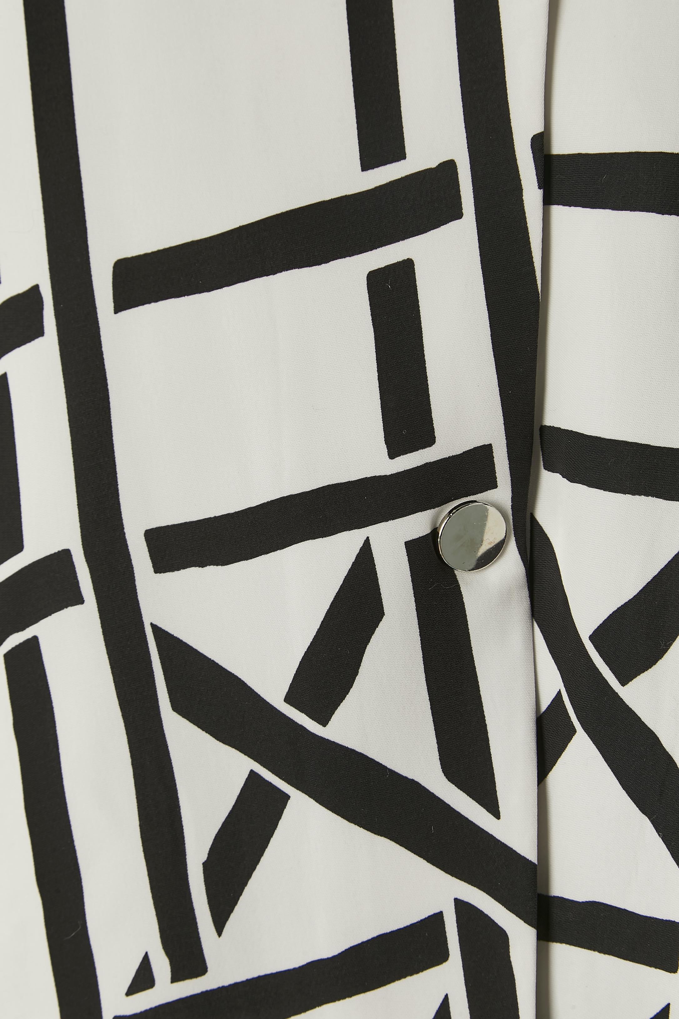 Schwarzer und weißer Mantel mit grafischem Muster JC DE CASTELBAJAC im Zustand „Hervorragend“ im Angebot in Saint-Ouen-Sur-Seine, FR