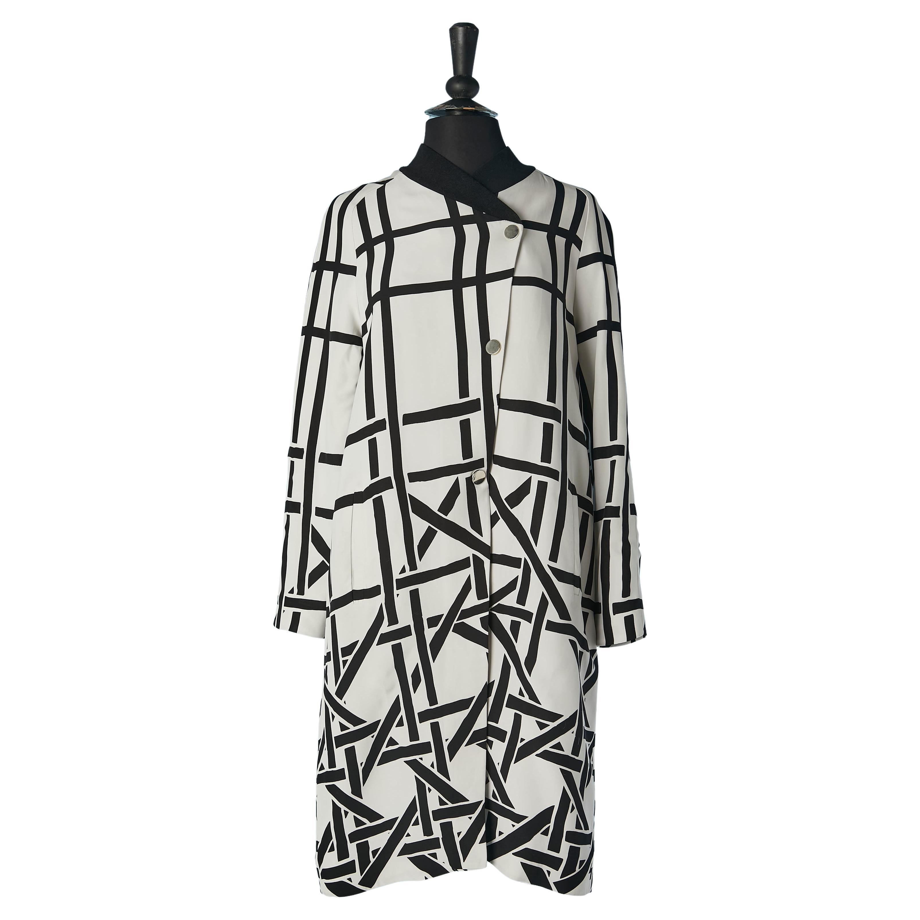 Black and white coat with graffic pattern JC DE CASTELBAJAC For Sale