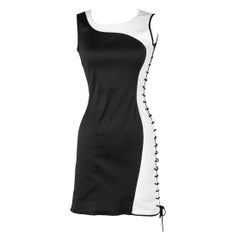 Black and white cocktail dress laced on the side Angelo Tarlazzi