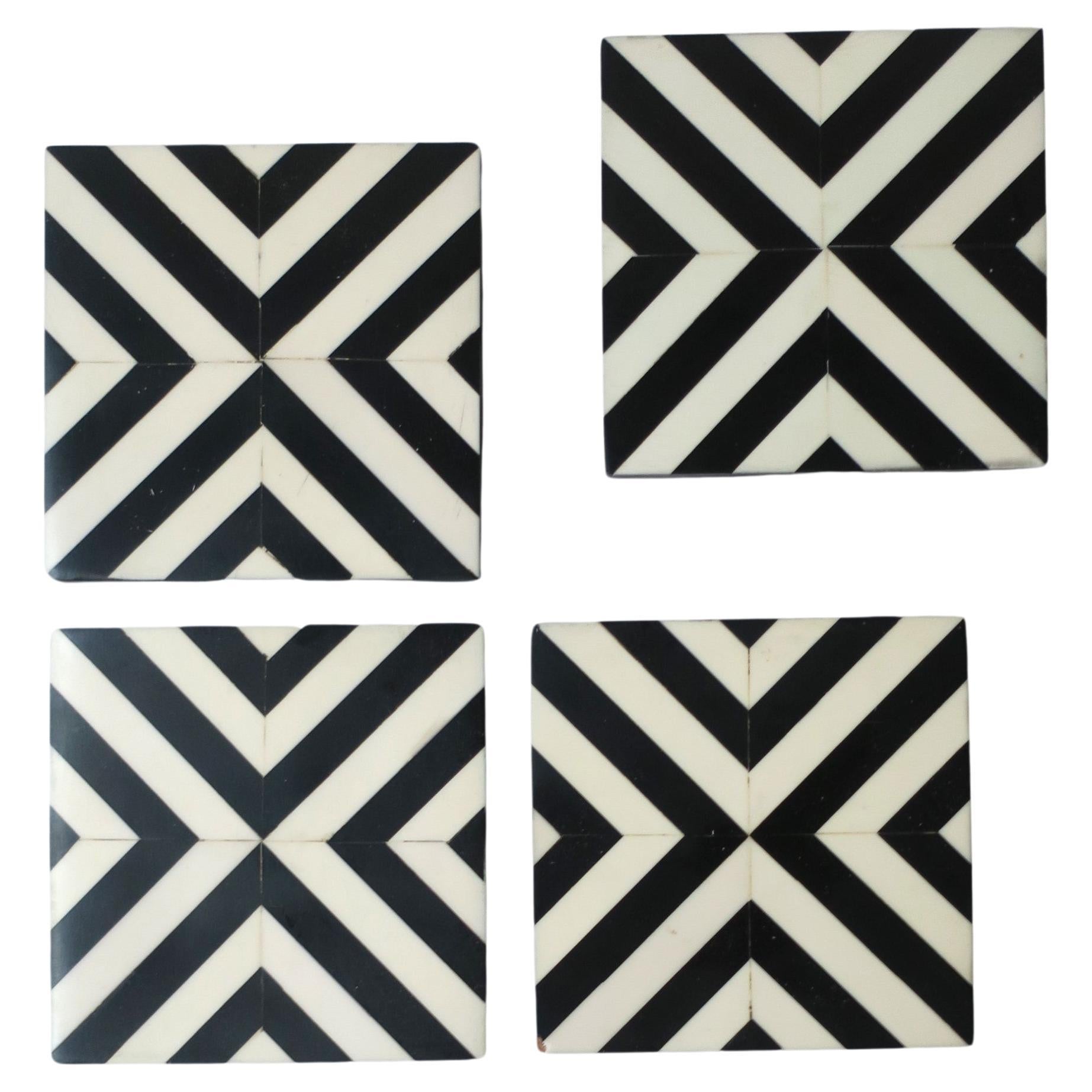 Black and White Cocktail Drinks Coasters, Set of 4