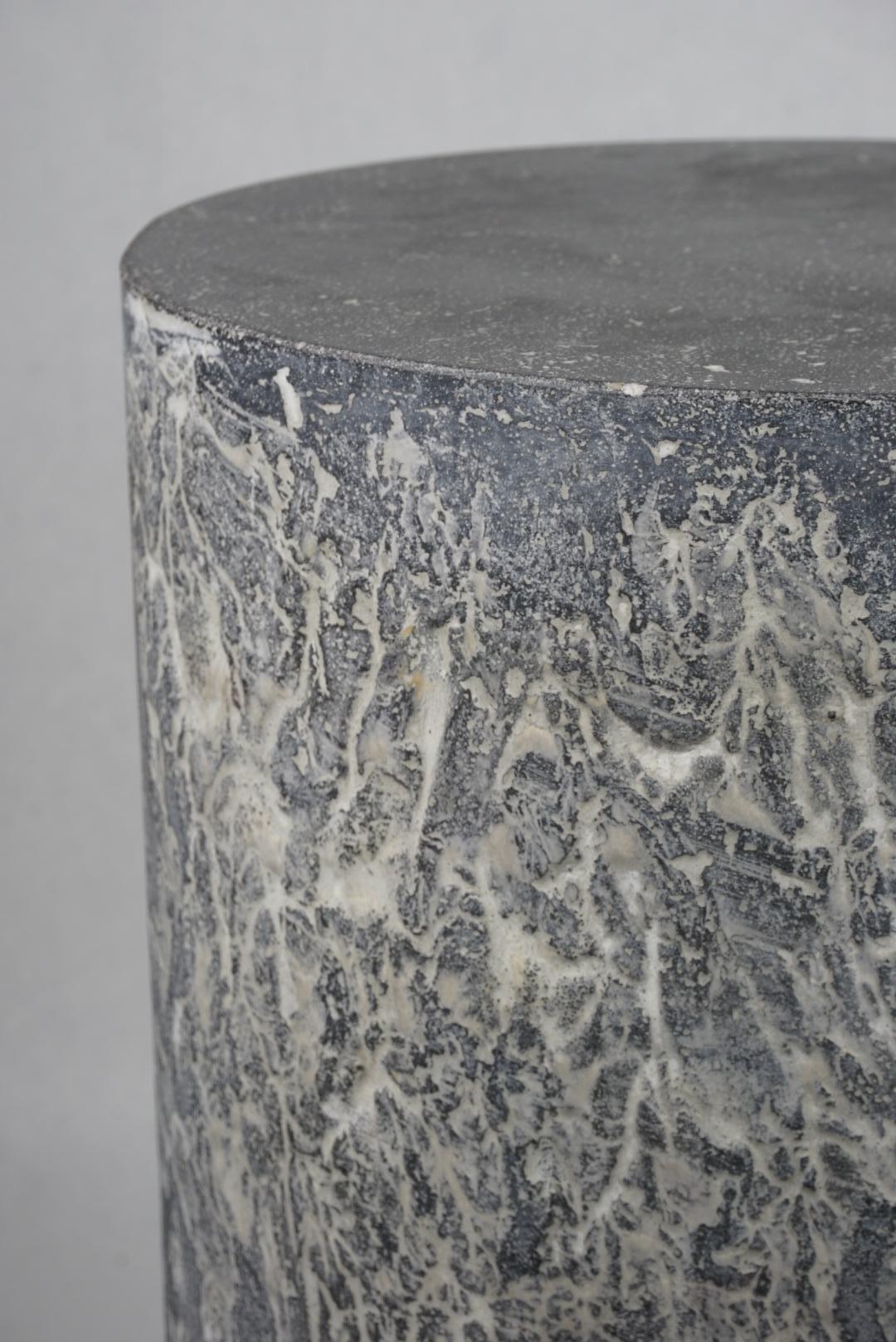 American Dark Grey and White Artistic Concrete End Table, 'Batholith'