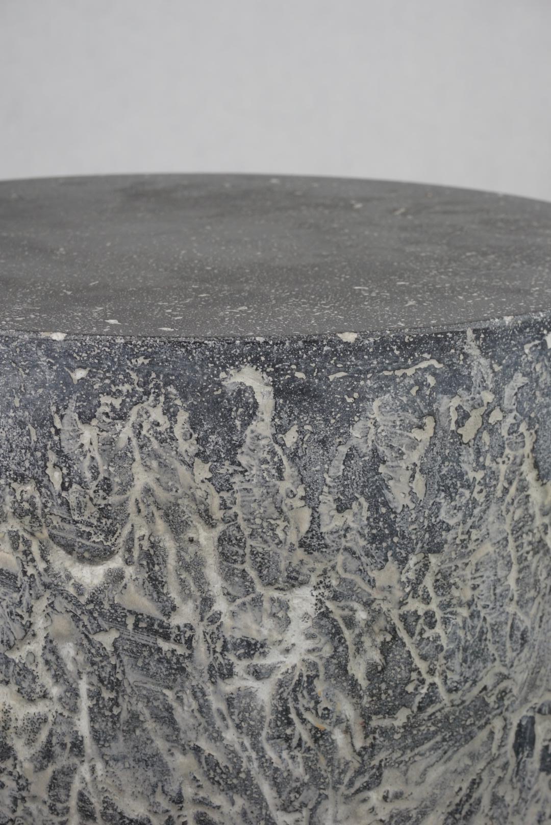 Dark Grey and White Artistic Concrete End Table, 'Batholith' In New Condition In Cazadero, CA