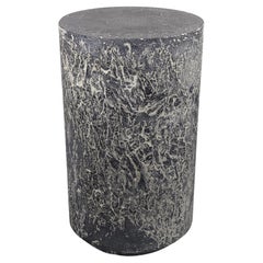Dark Grey and White Artistic Concrete End Table, 'Batholith'