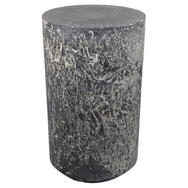 Dark Grey and White Artistic Concrete End Table, 'Batholith' For Sale