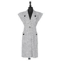 Black and white coton dress with polka-dots pattern Saint Laurent Rive Gauche