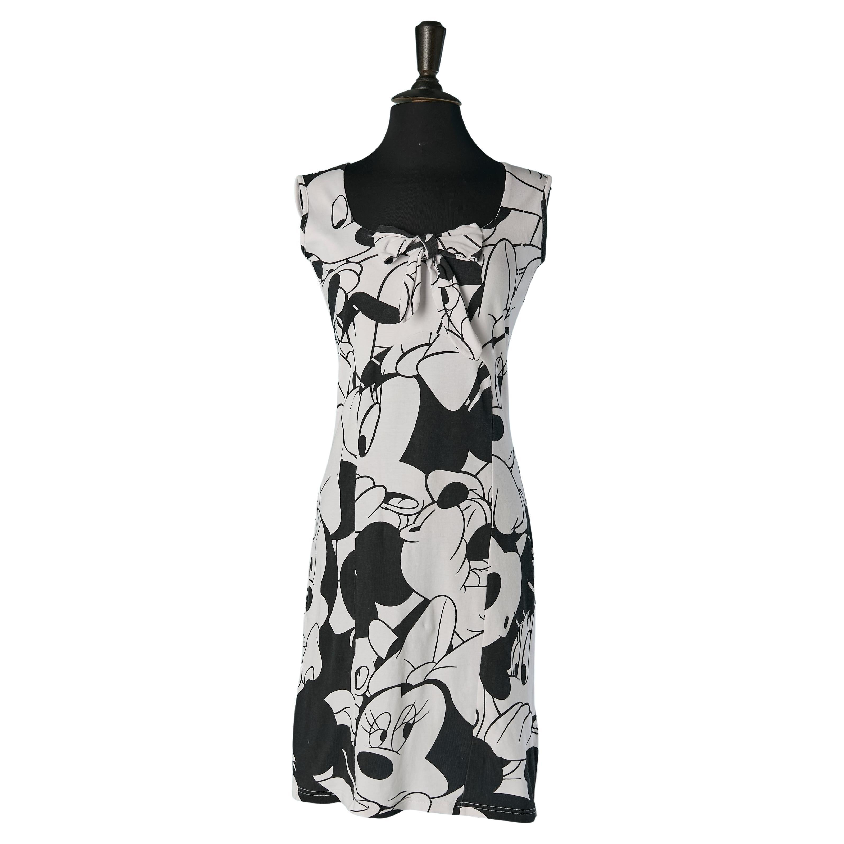 Black and white cotton dress with Disney print JC de CASTELBAJAC