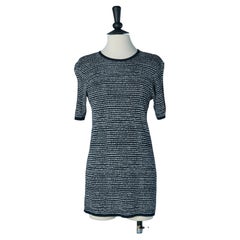 Black and white cotton knit jacquard mini dress SAINT LAURENT RIVE GAUCHE