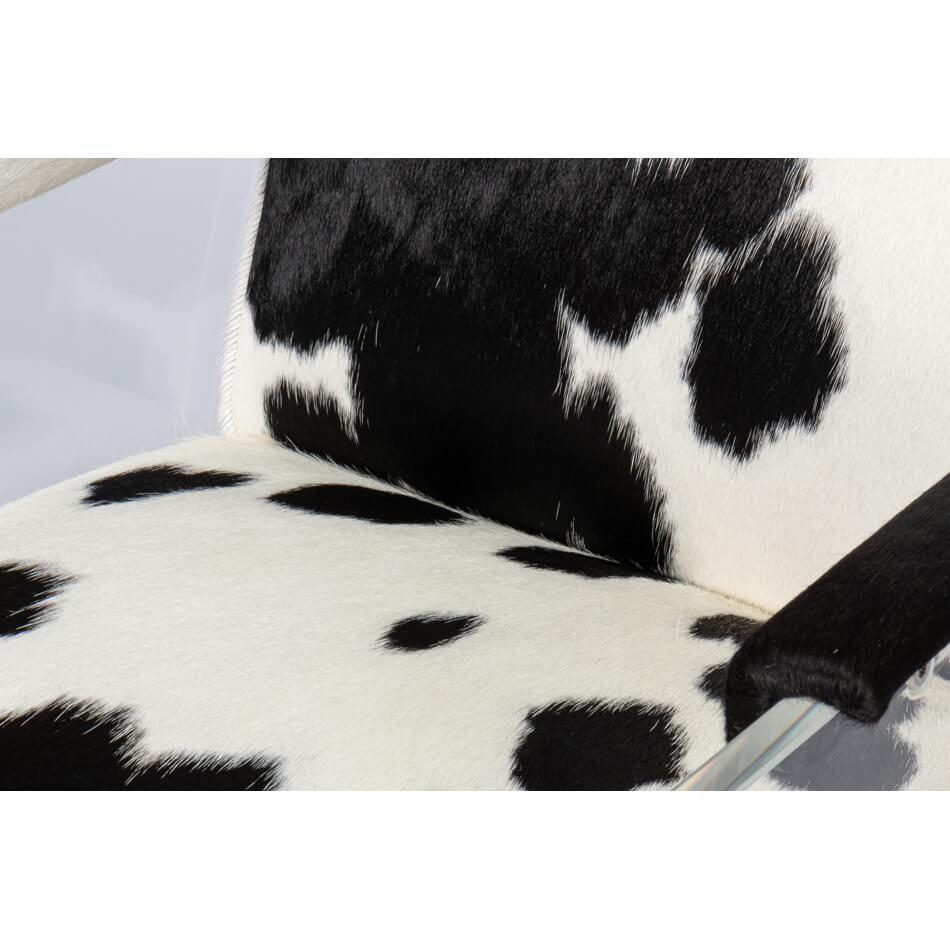Black and White Cowhide and Lucite Armchair For Sale 3