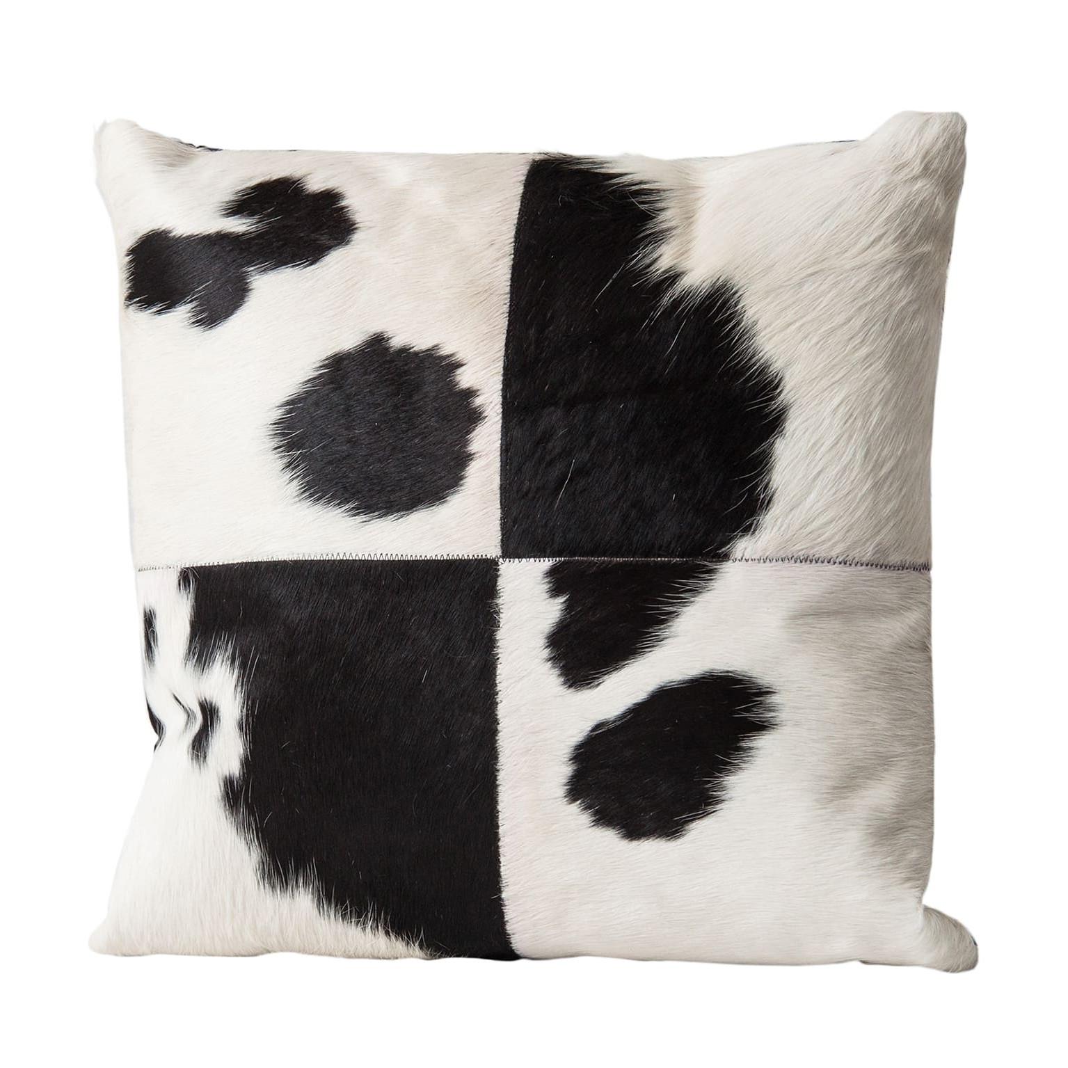 black and white cowhide pillows