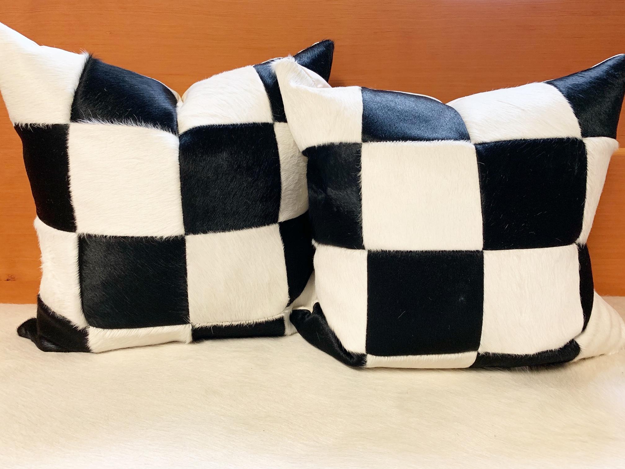 Contemporary Black and White Cowhide Patchwork