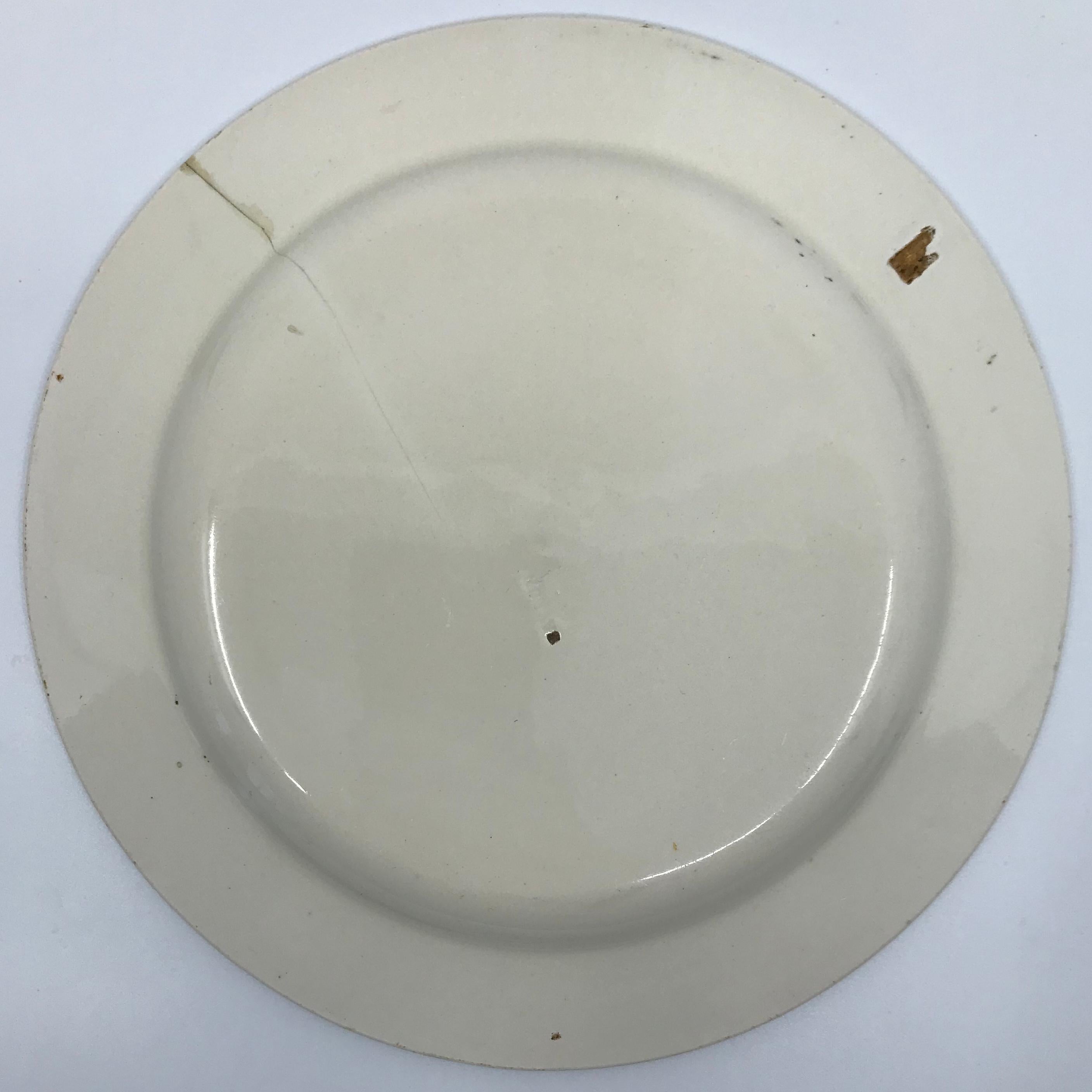 Black and White Creamware Castel Sant Angelo Plate In Fair Condition For Sale In New York, NY