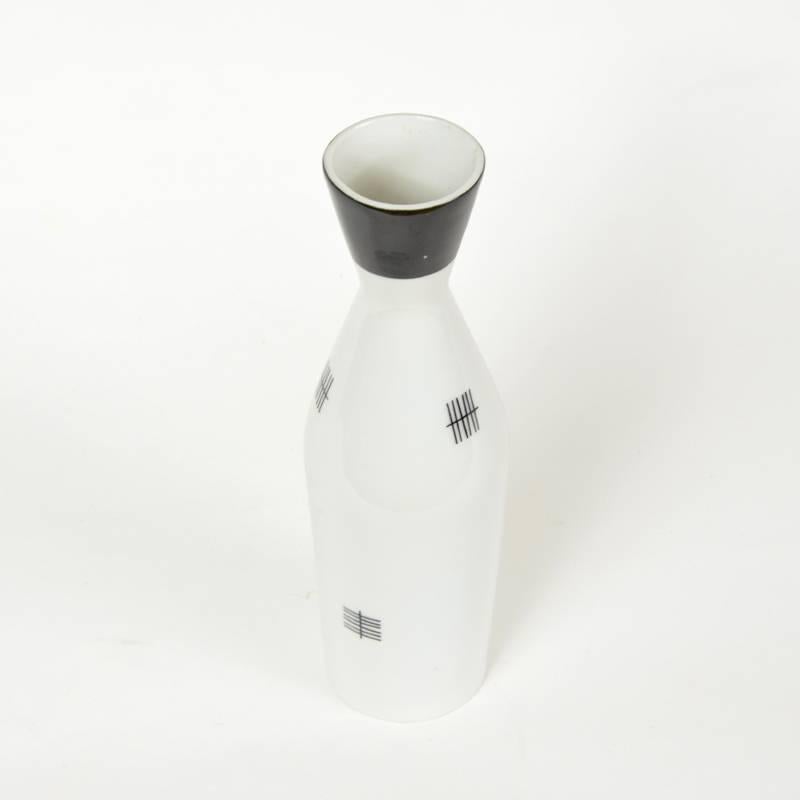 Mid-Century Modern Black and White Czech Porcelain Vase by Royal Dux, 1960s For Sale