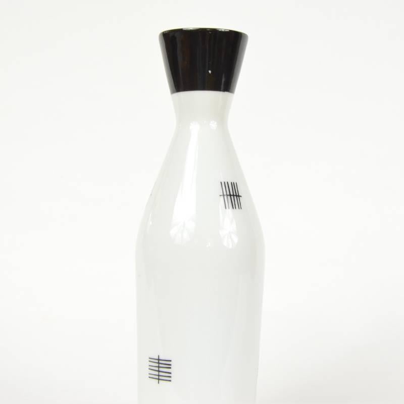 European Black and White Czech Porcelain Vase by Royal Dux, 1960s For Sale