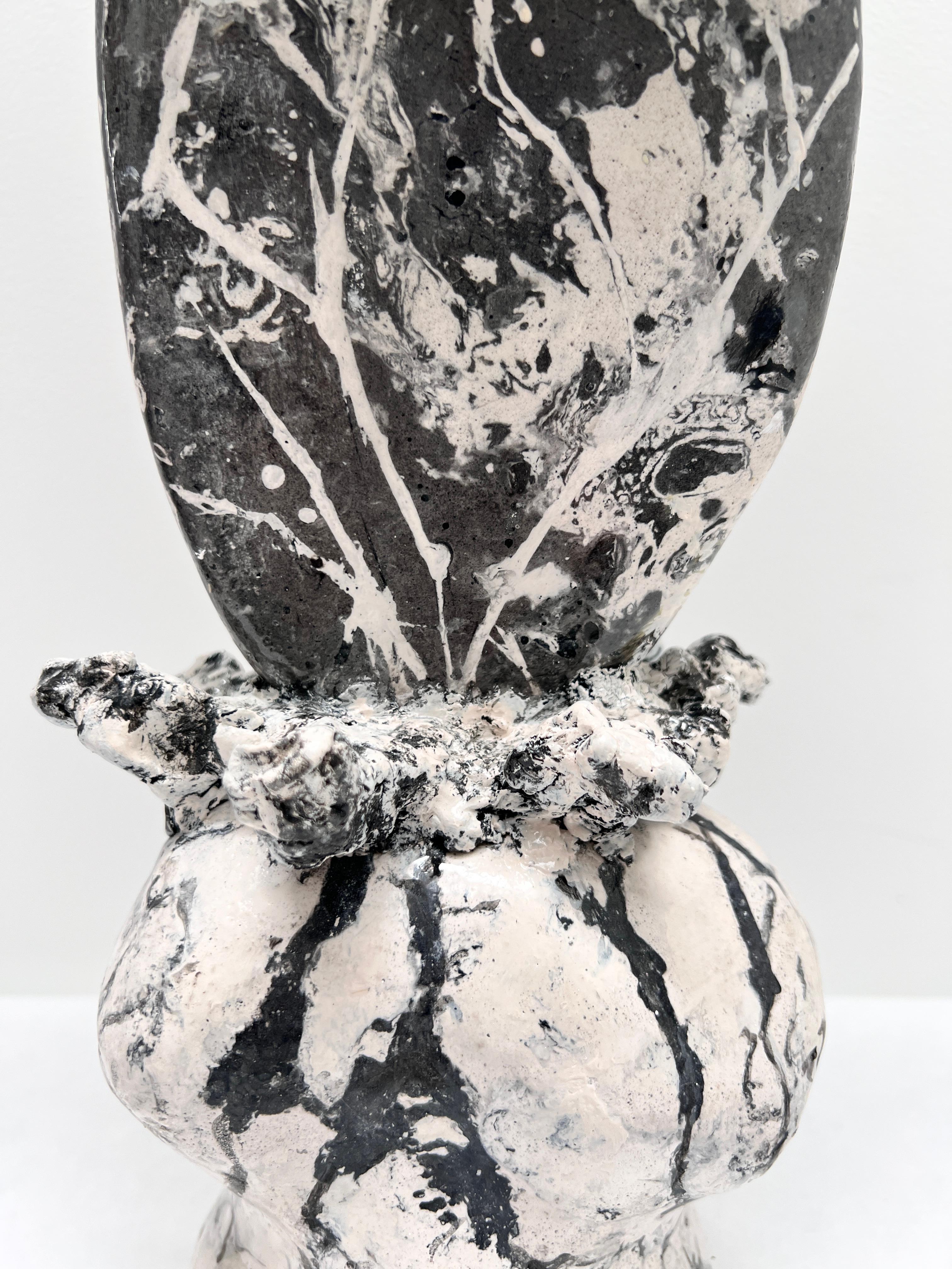 Modern Black and white decorative object, one of a kind, hand made For Sale