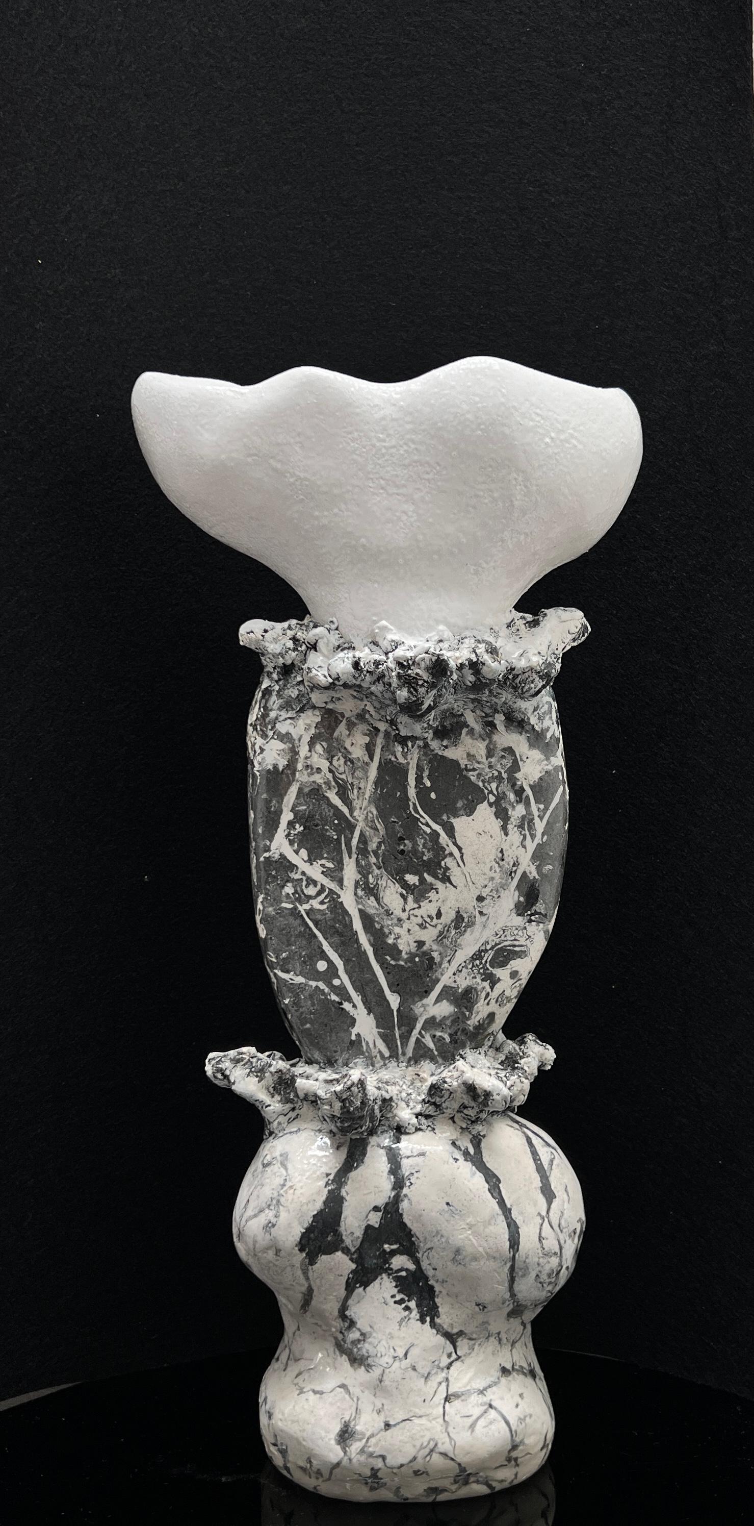 British Black and white decorative object, one of a kind, hand made For Sale