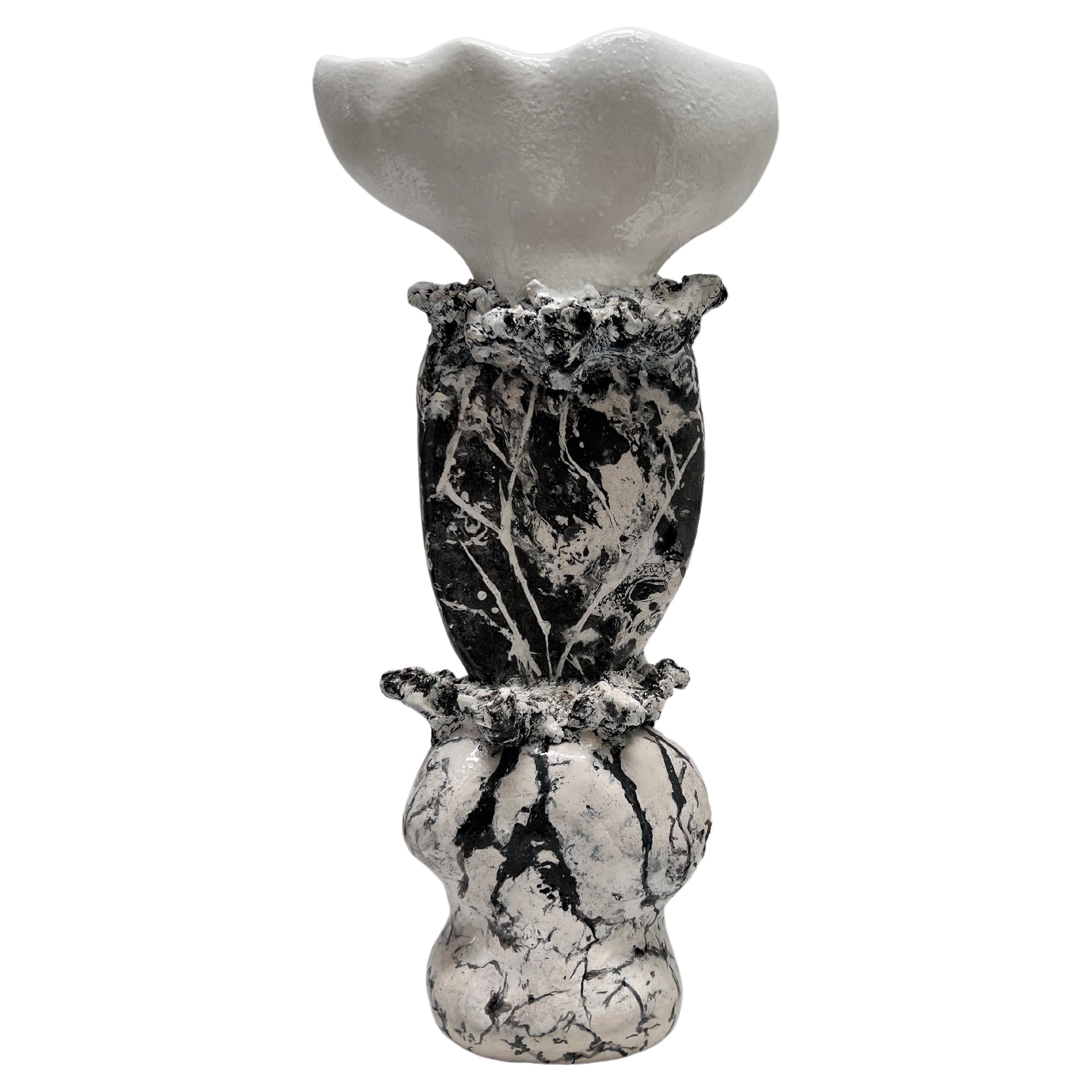 Black and white decorative object, one of a kind, hand made