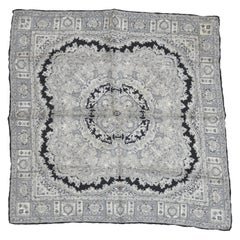 Vintage Black and White Detailed Silk Men's Handkerchief