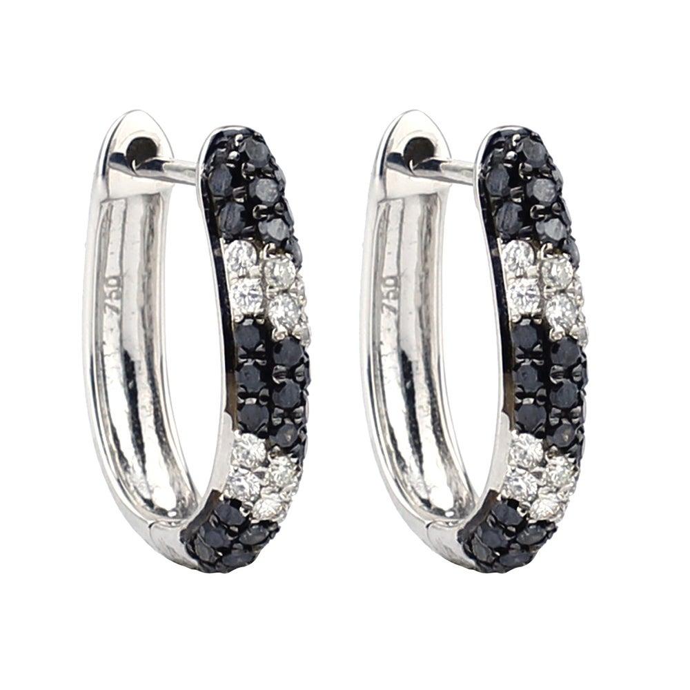 black and white diamond huggie earrings