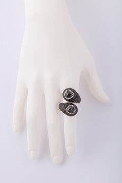 Black and White Diamond Bypass Ring