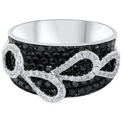Roman Malakov 2.07 Carat Total Black & White Diamond Concave Fashion Ring