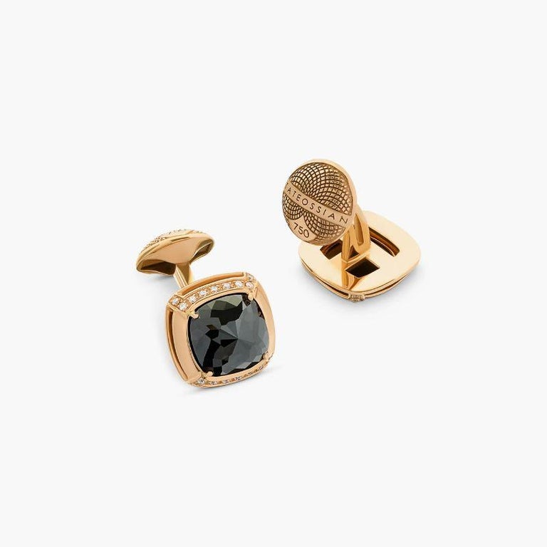 Black and White Diamond Cufflinks & Shirt Studs Set in 18K Rose Gold In New Condition For Sale In Fulham business exchange, London