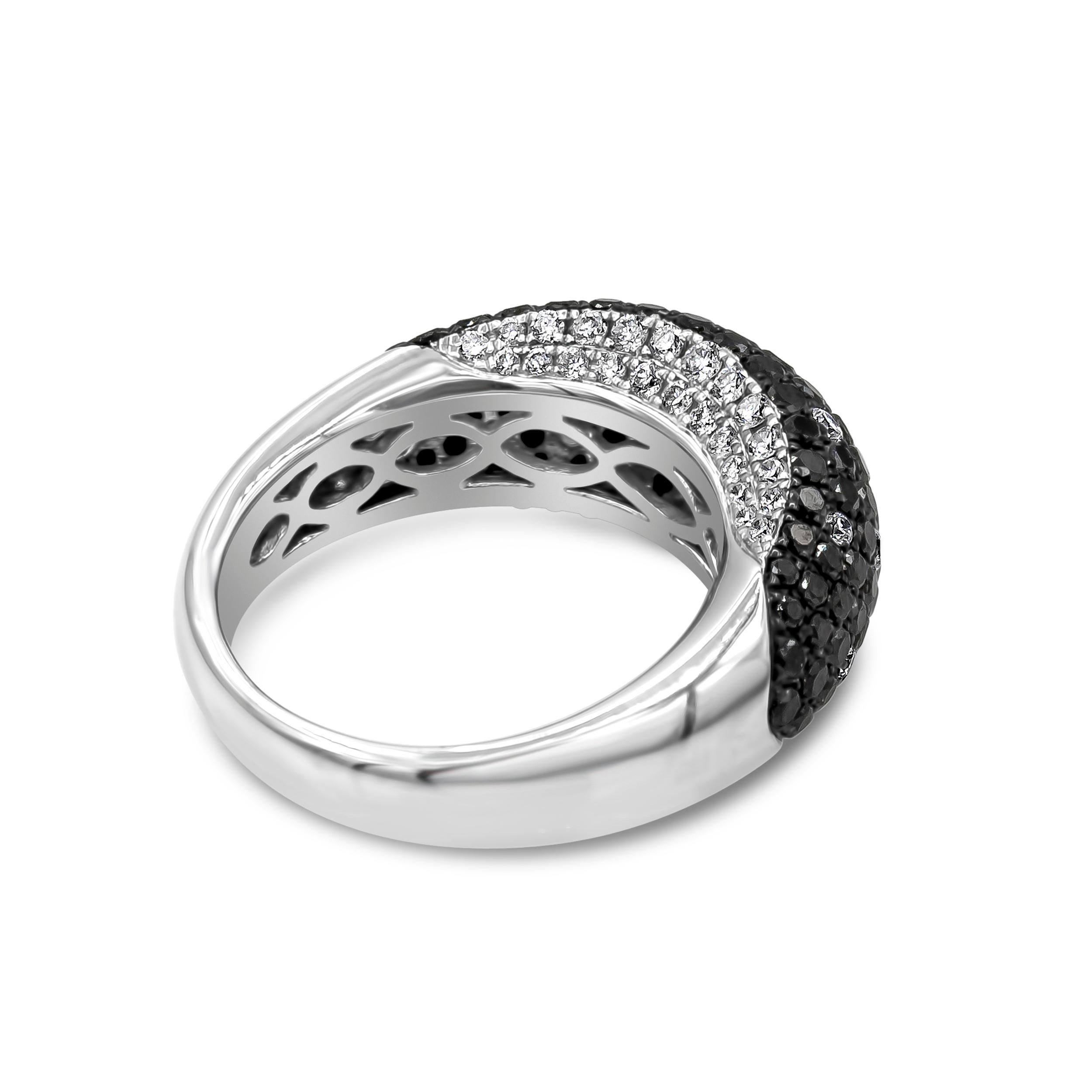 Contemporary Roman Malakov 2.35 Carats Total Round Black and White Diamonds Dome Fashion Ring For Sale