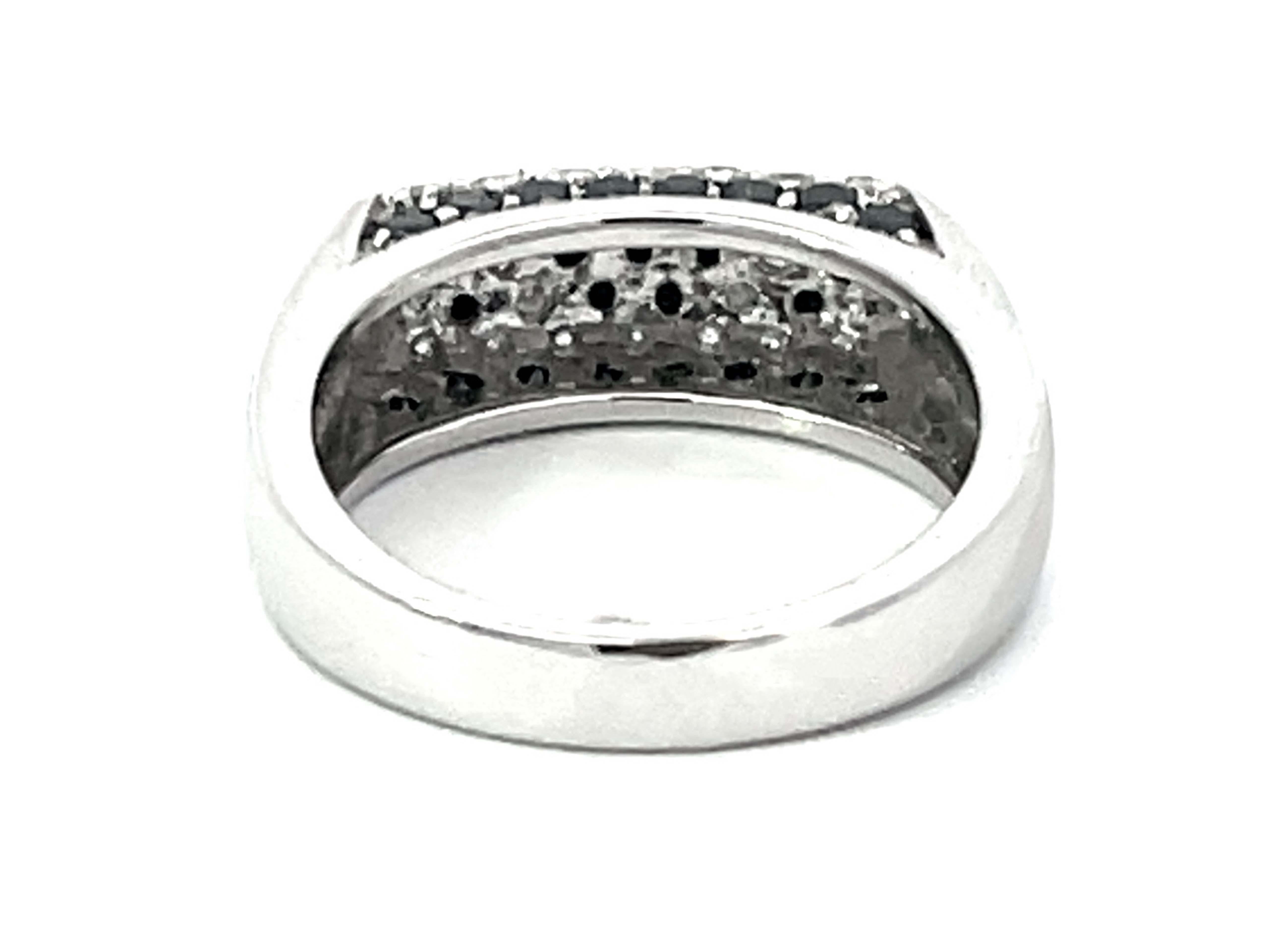 Black and White Diamond Dome Ring in 18k White Gold For Sale 1