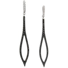 Black and White Diamond Drop Earrings 18 carat White Gold