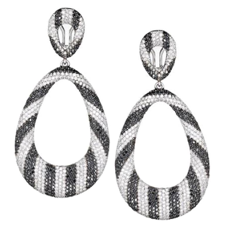 Black and White Diamond Drop Earrings