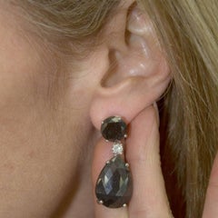 30 Carat Black Diamond Drop White Gold Earrings