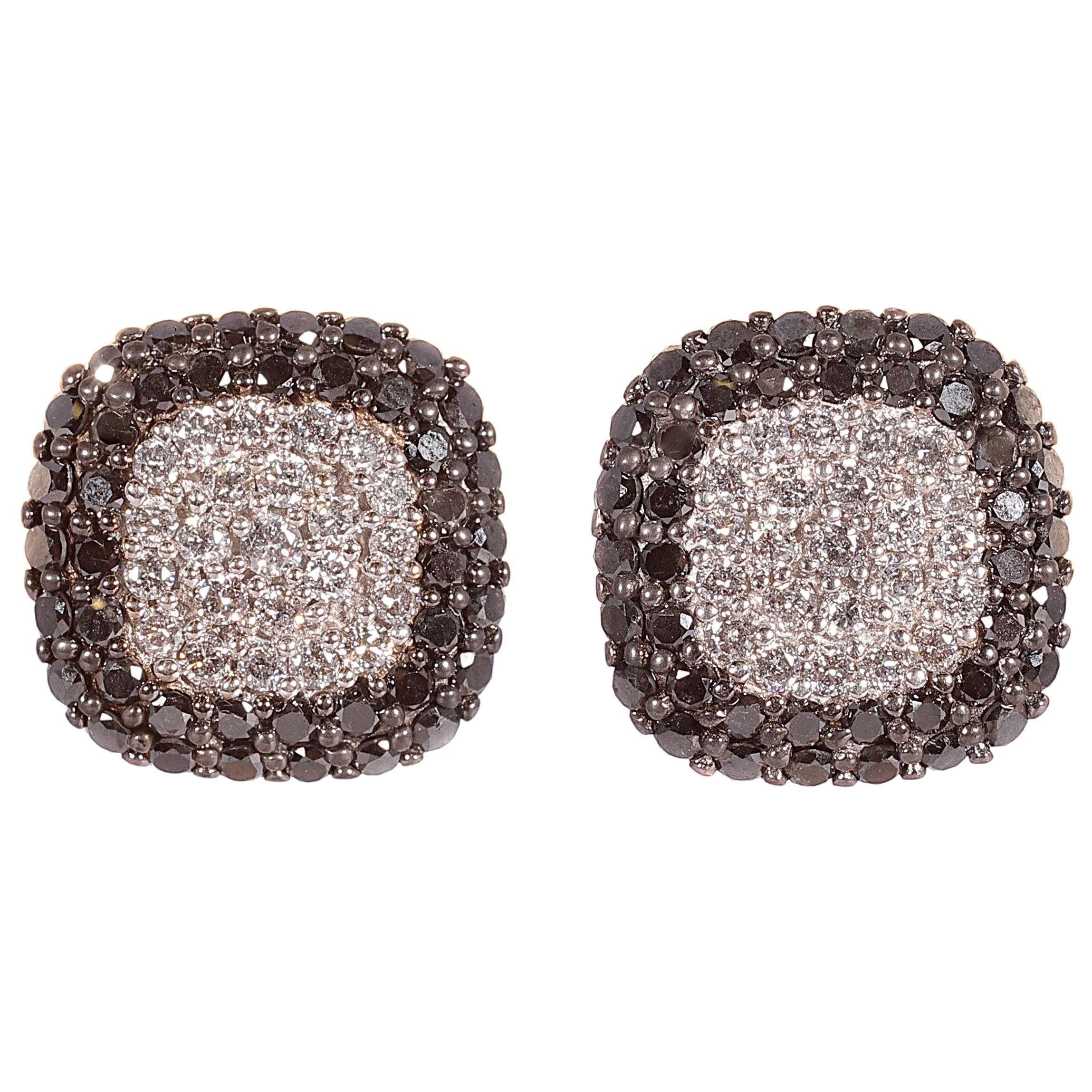 Effy White Gold Black White Diamond Earrings at 1stDibs