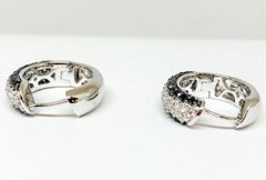 Black and White Diamond Hoop Earrings in 14KT White Gold