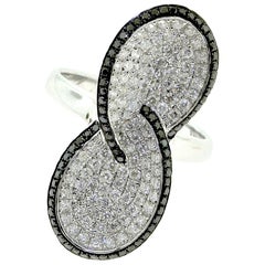 Black and White Diamond in White Gold Long Infinity Ring