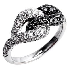 Black and White Diamond Knot Ring