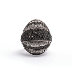 Black and White Diamond on Gold Ring