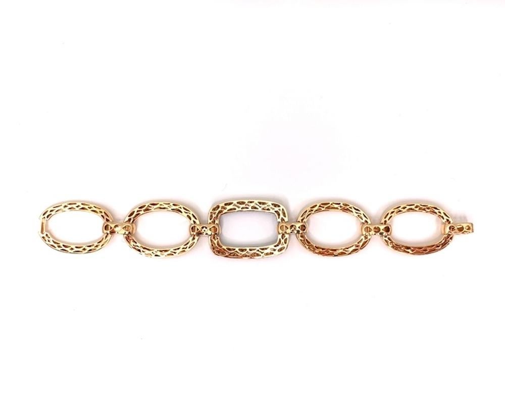 Artisan Black and White Diamond Link Bracelet in Rose Gold, 3.52 Carat Total For Sale