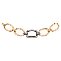 Black and White Diamond Link Bracelet in Rose Gold, 3.52 Carat Total