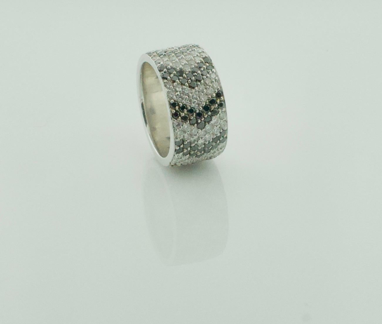 Modern Black and White Diamond Pave' Wide Eternity Band 2.30 Carats  For Sale
