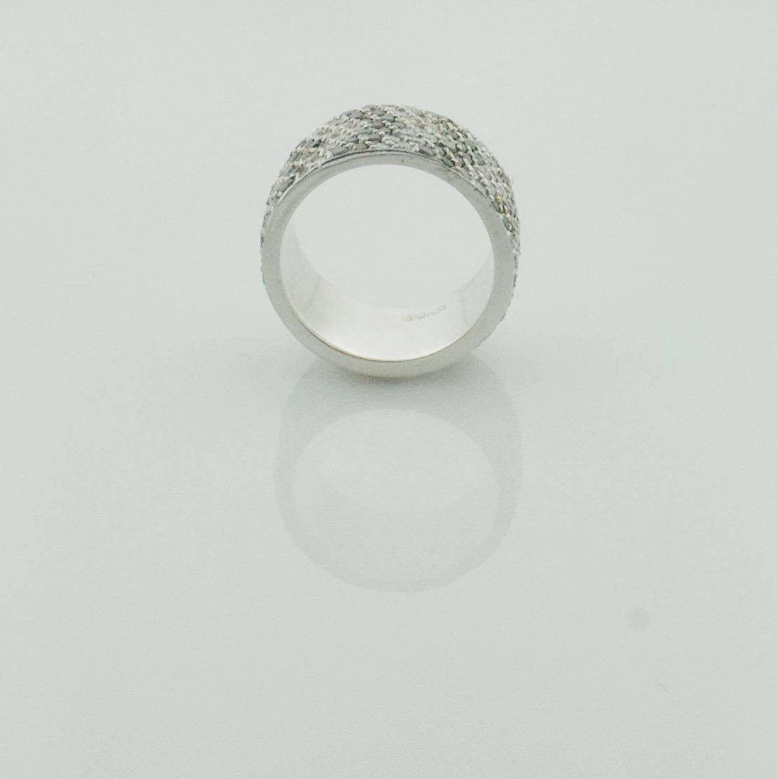 Round Cut Black and White Diamond Pave' Wide Eternity Band 2.30 Carats For Sale