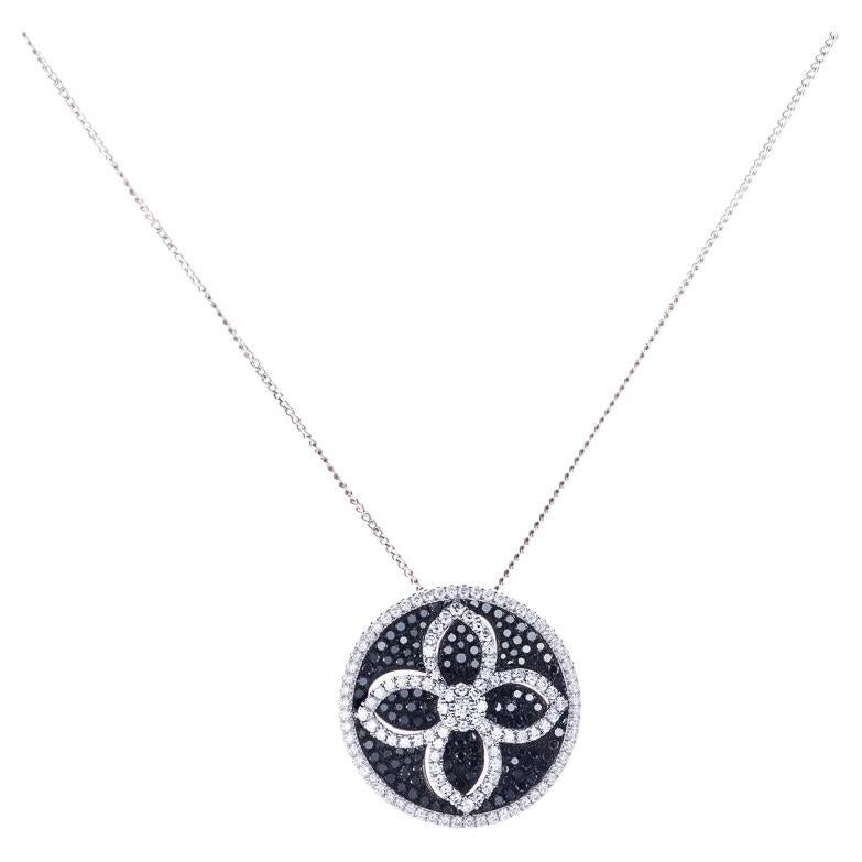 Black and White Diamond Pendant For Sale