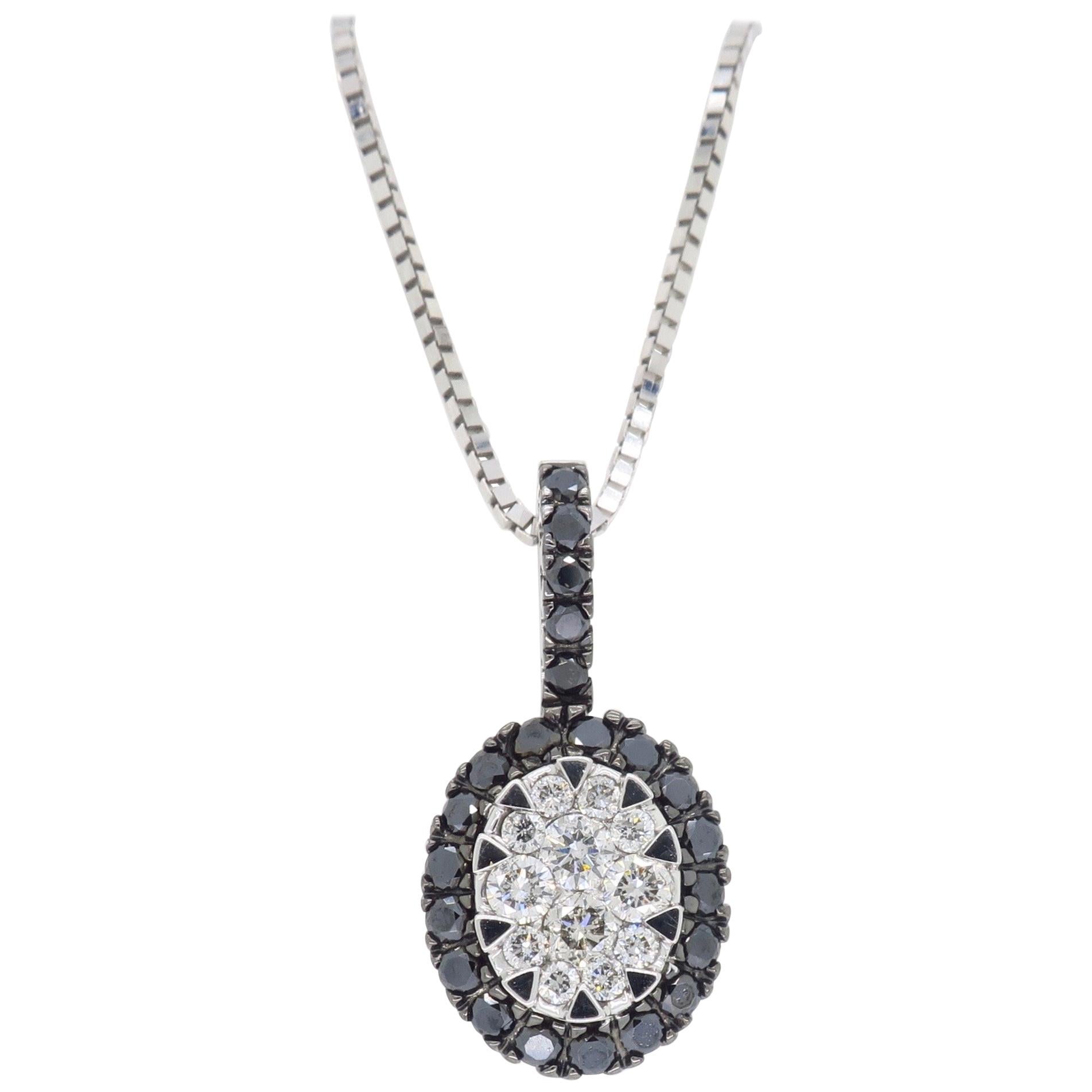 Black and White Diamond Pendant Necklace 