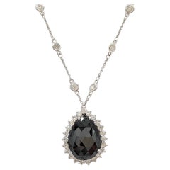 Black and White Diamond Pendant Necklace in 14K White Gold