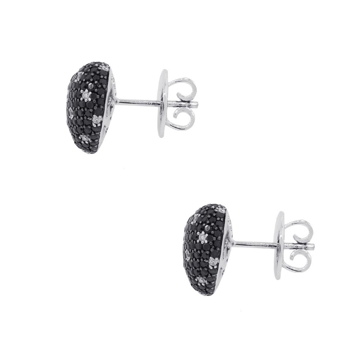 black and white diamond heart earrings