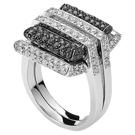 Black and White Diamond Ring For Sale