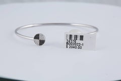 Black and White Diamond South Sea Pearl Bangle 0.12 Carat 18 Karat White Gold