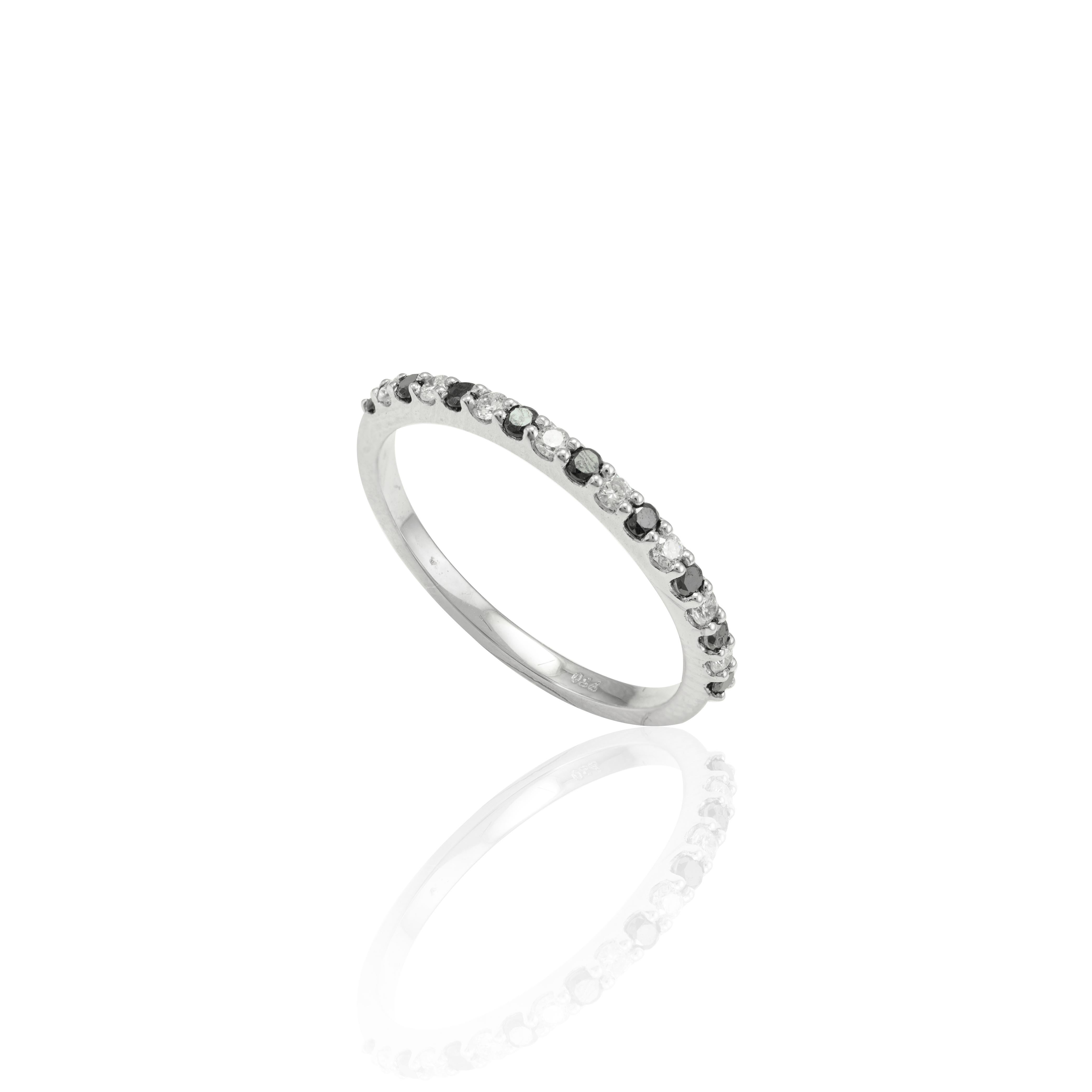 For Sale:  Natural Thin Diamond Wedding Band 18k Solid White Gold Stackable Diamond Ring 4